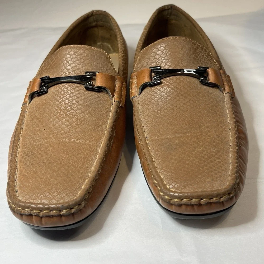 Platini Brown Men's Dress‎ Shoe Size 10 Slip On Loafer Moccasin